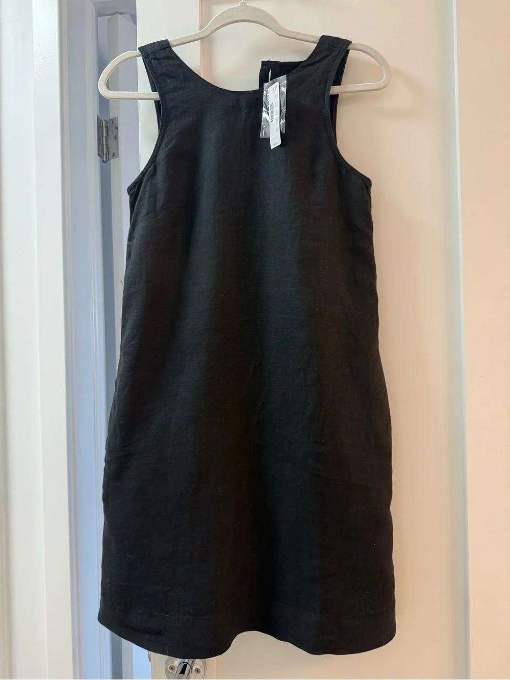 Jcrew NEW 100% Linen Simple Black Sleeveless Shift Dress